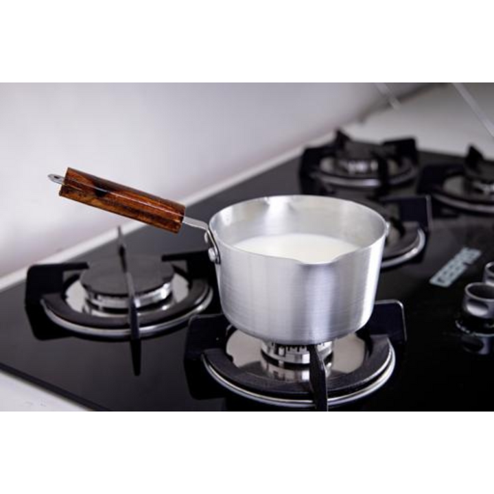 ROYALFORD 6" Aluminium Milk Pan with Wooden Handle and Pouring Spout