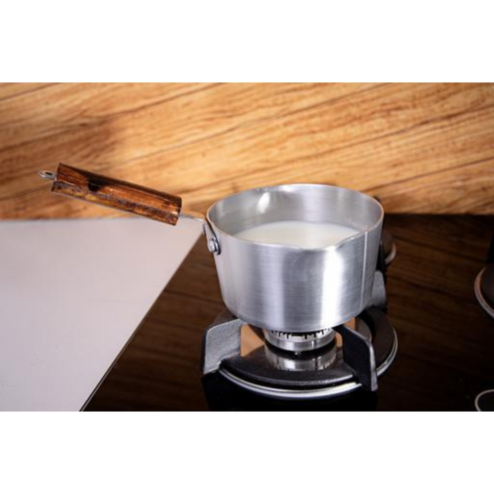 ROYALFORD 6" Aluminium Milk Pan with Wooden Handle and Pouring Spout