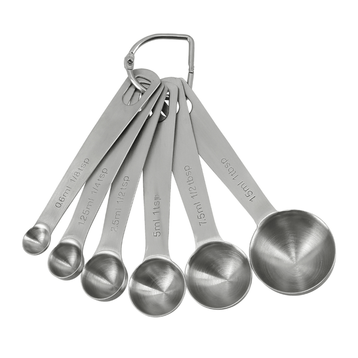 6pcs Steel Measuring Spoon Set - Ergonomic, Dishwasher Safe - Souk Al RasMeasuring Cups & Spoons