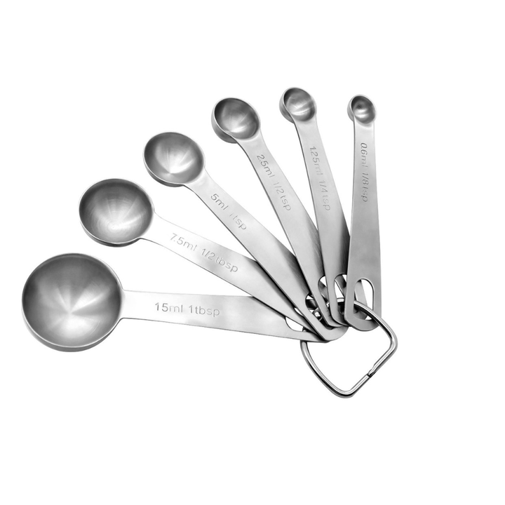 6pcs Steel Measuring Spoon Set - Ergonomic, Dishwasher Safe - Souk Al RasMeasuring Cups & Spoons