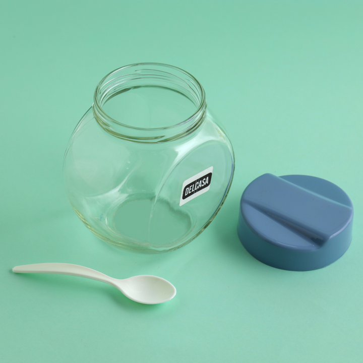 Aqua Double Bottom Glass Jar, Modern Style Organizer 