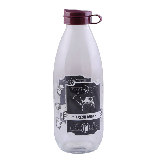 Aqua Glass Milk Bottle, Juice Bottle with Lid, Reusable Dairy Bottles 