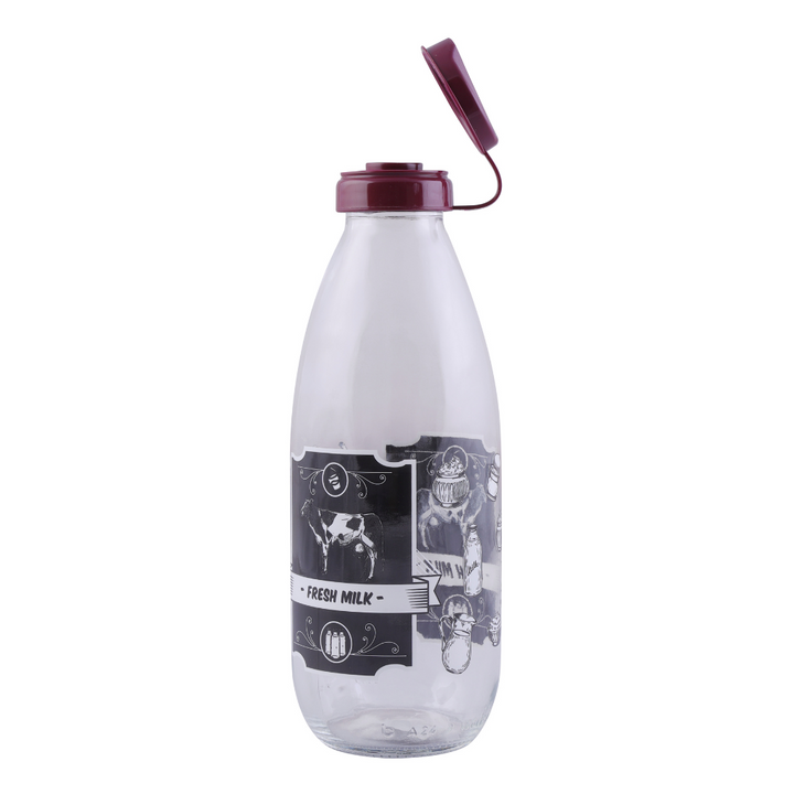 Aqua Glass Milk Bottle, Juice Bottle with Lid, Reusable Dairy Bottles 