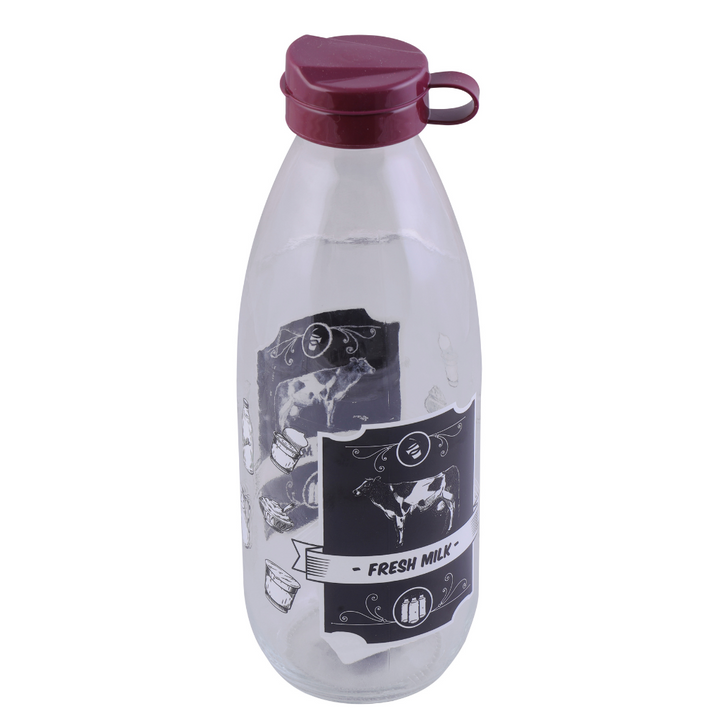 Aqua Glass Milk Bottle, Juice Bottle with Lid, Reusable Dairy Bottles 