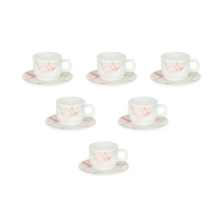 DELCASA 12Pc Opalware Cup and Saucer