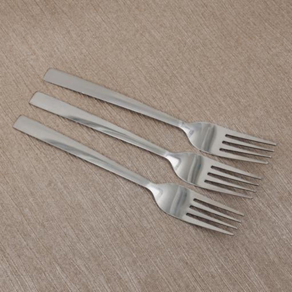 DELCASA 3-Piece Set of Stainless Steel Dinner Forks with Designed Handles - Perfect for Salad and Dessert