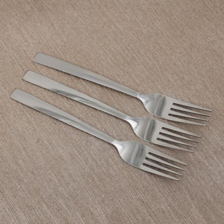 DELCASA 3-Piece Set of Stainless Steel Dinner Forks with Designed Handles - Perfect for Salad and Dessert