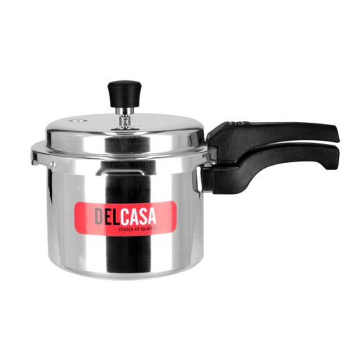 DELCASA 3L Durable Aluminium Pressure Cooker with Anti-Implosion Lid and Comfortable Handle - DC1878  Equipped with Safety Valves for Gas and Induction Cooking