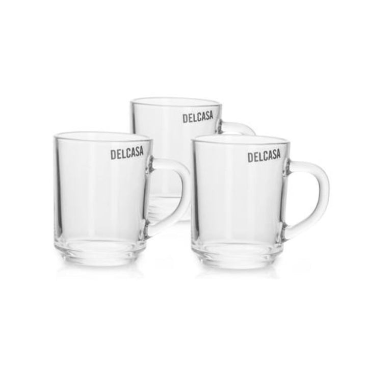 DELCASA 3Pc-Glass Mug with handle 210ml