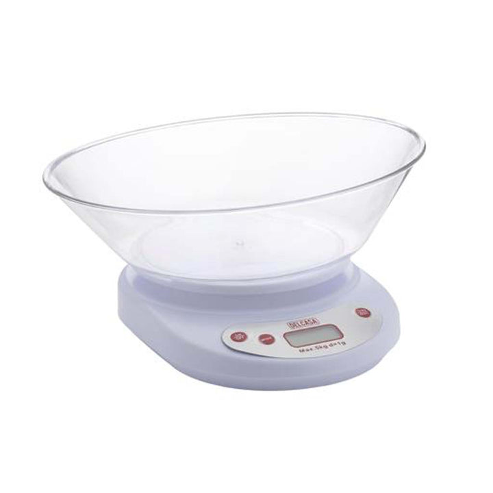 DELCASA 5Kg Digital Kitchen Scale with Transparent Bowl, Overload/Low Battery Indication, Auto Turn Off for Cooking & Baking.