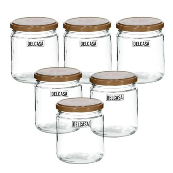 DELCASA 6 Piece 400ml Glass Storage Jars with Air-Tight Seal - Optimal Freshness and Healthier Option