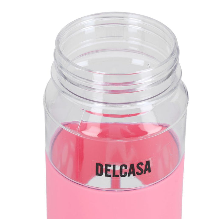 DELCASA 700 mL Reusable Water Bottle with Transparent Body, Wide Mouth, and Straw - Portable and Convenient