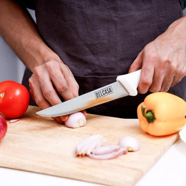 DELCASA All-Purpose Knife with Ultra Sharp 17.78cm Stainless Steel Blade and Ergonomic Handle for Chopping, Slicing Meat, Vegetables, Fruits, and More