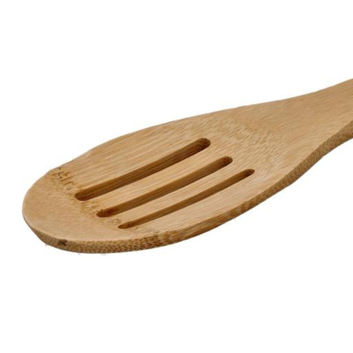 DELCASA Bamboo Slotted Cooking & Frying Spoon - Resists High Heat & Corrosion - Safe for Use on Pots & Pans - Perfect for Frying, Serving, & Cooking