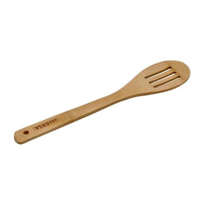 DELCASA Bamboo Slotted Cooking & Frying Spoon - Resists High Heat & Corrosion - Safe for Use on Pots & Pans - Perfect for Frying, Serving, & Cooking