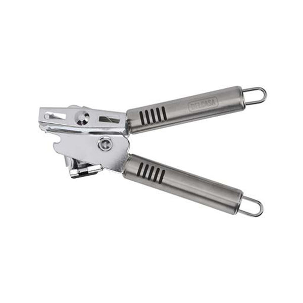 DELCASA Carbon Steel Chrome Can Opener with Easy Turn Knob and Ergonomic Handle.