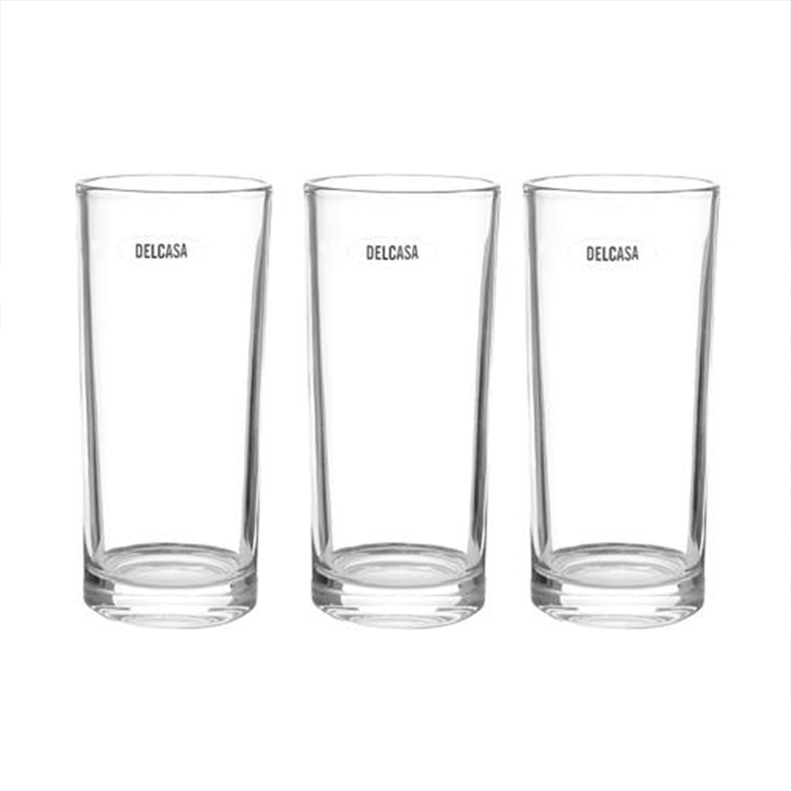 DELCASA Crystal Clear Glass Tumbler Set of 3 - 11oz/310ml (DC2248) - Lead-Free - Ideal for Beer, Cocktails, Whiskey, Iced Tea and Wine.