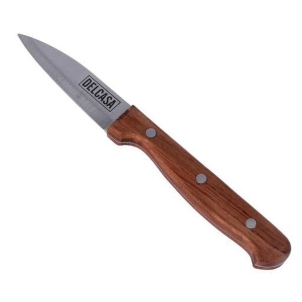 DELCASA DC1831 8.89cm Fruit Knife with Wooden Handle - Razor Sharp Stainless Steel Blades for Carving and Chopping - Ideal Kitchen Gift for Cooking Enthusiasts