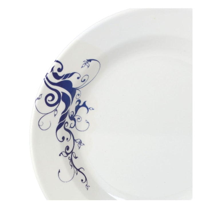 DELCASA DC1864 Melamine Soup Plate,25.4cm, White and Blue, Durable and Heat Resistant
