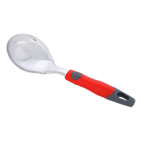 Elegant Design Stainless Steel Rice Spoon with PP Handle - 25X7.8CM - Dishwasher Safe - Ideal for Serving Rice, Soup, Desserts and More