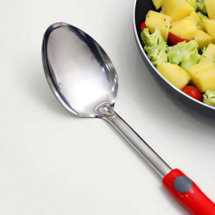 DELCASA Elegant Design Stainless Steel Rice Spoon with PP Handle - 32X7.3CM - Dishwasher Safe - Ideal for Serving Rice, Soup, Desserts and More