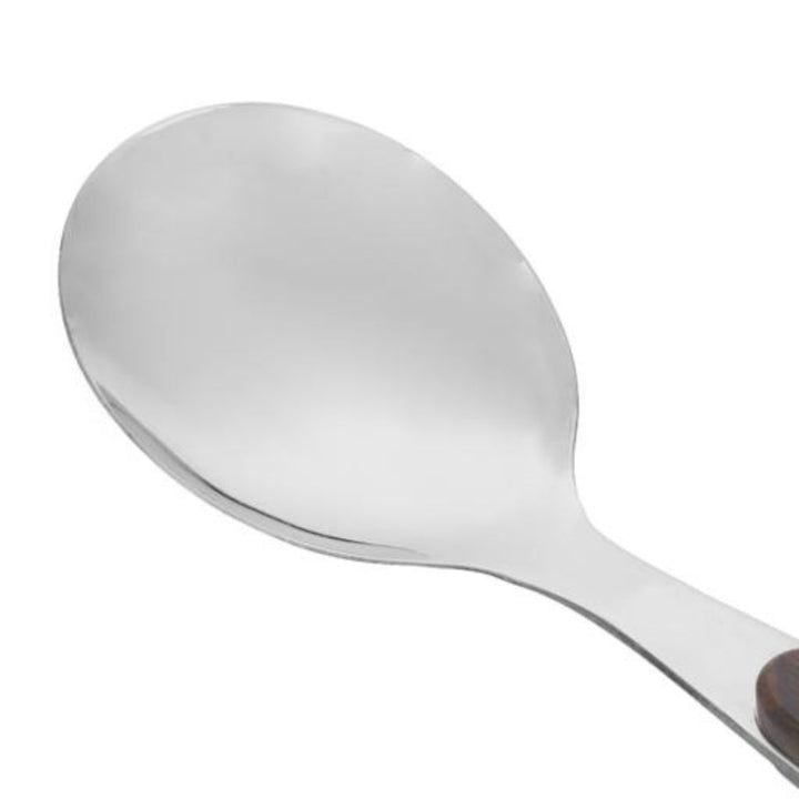 DELCASA Elegant Stainless Steel Rice Spoon with Wooden Handle - 26x7.8CM - Dishwasher Safe - Perfect for Rice, Soup, Desserts & More - Dinner CutleryCrockery Utensil