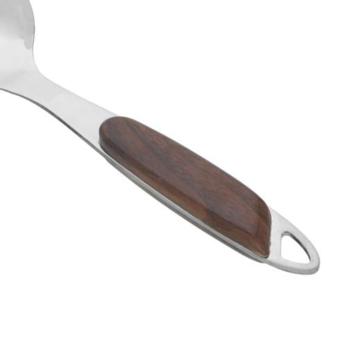 DELCASA Elegant Stainless Steel Rice Spoon with Wooden Handle - 26x7.8CM - Dishwasher Safe - Perfect for Rice, Soup, Desserts & More - Dinner CutleryCrockery Utensil