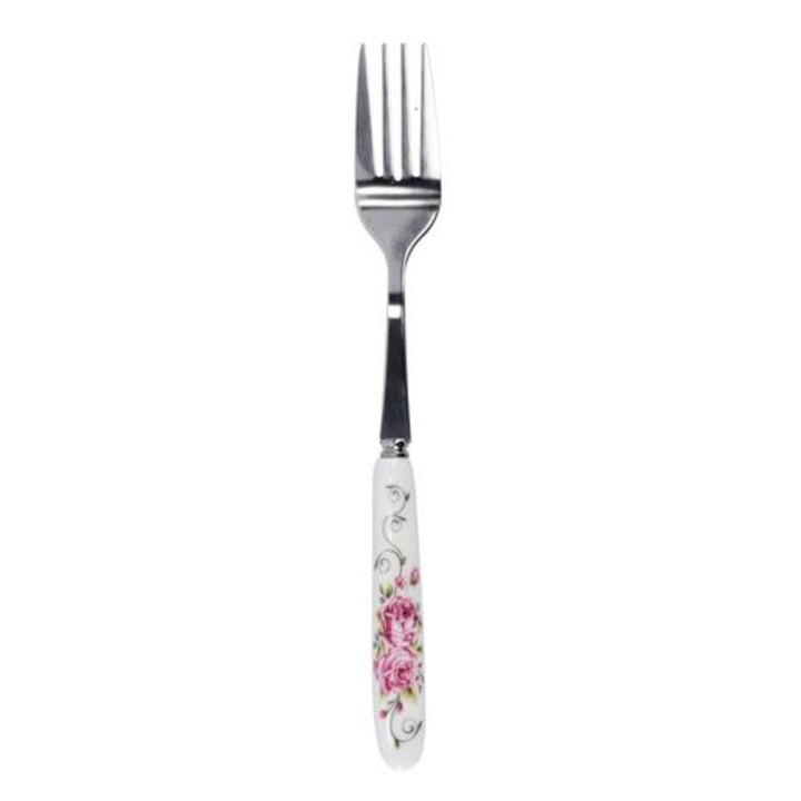 DELCASA Floral Handle Pattern Stainless Steel Dinner Forks - Set of 6 - Perfect for Dining