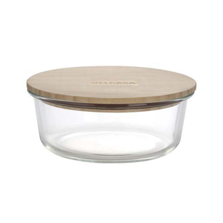 DELCASA Glass Round Container w Bamboo Lid - 400ML