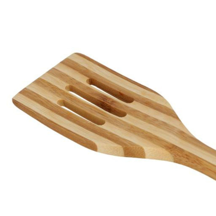 DELCASA Heat-Resistant Bamboo Flat Slotted Turner with Comfortable Grip - Ideal for Cooking and Baking