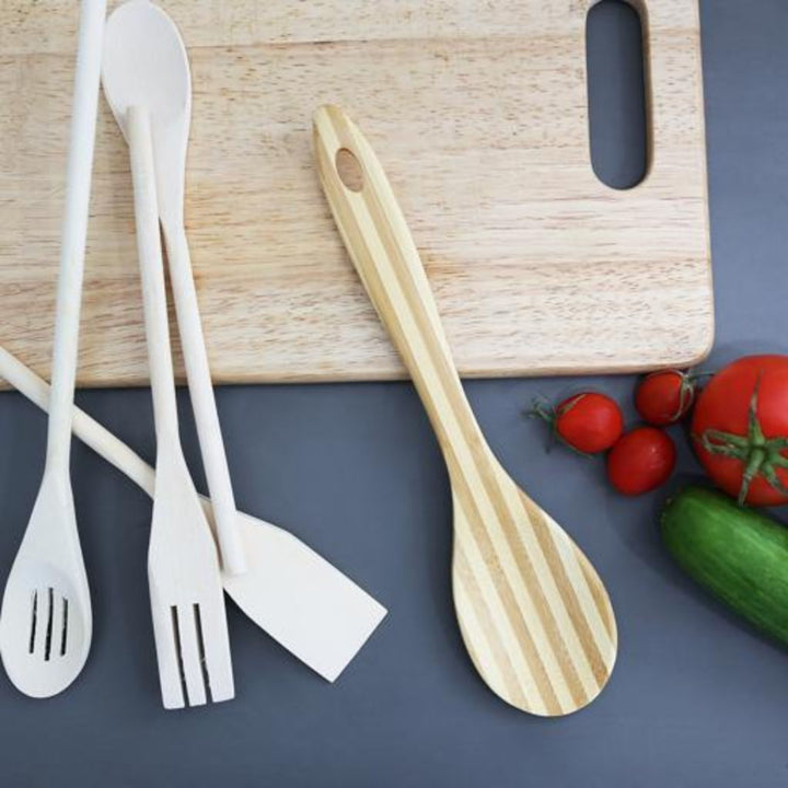 DELCASA Heat Resistant Bamboo Serving Spoon with Grip - Perfect for Cooking and Baking