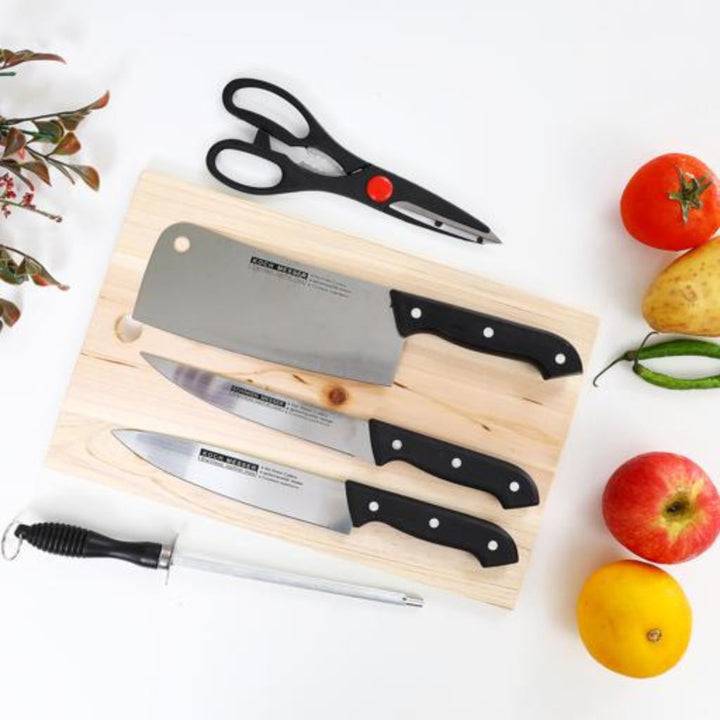 DELCASA Kitchen Knife Set with Cutting Board - 5 Pieces