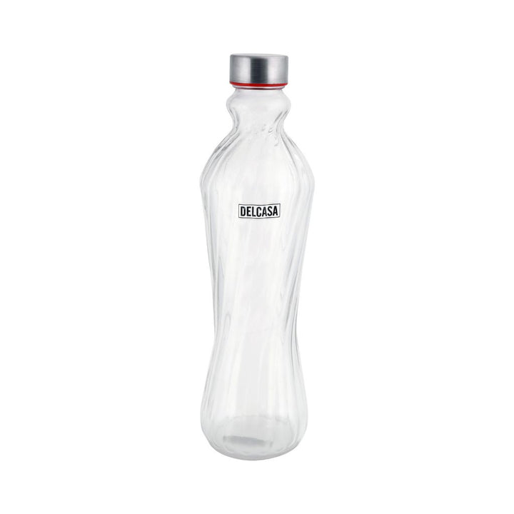 DELCASA Lead-Free, Portable Glass Water Bottle with a Travel Cap - 1L