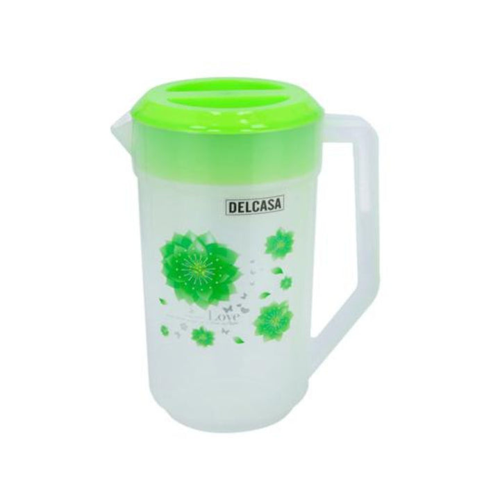 DELCASA Multi-Purpose Plastic Portable Water Jug with Spill-Proof Lid and 4 Glasses 2.3L - Perfect for Household, Coffee Shop, Restaurant and Picnic Juice