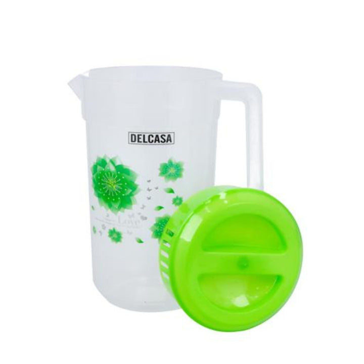 DELCASA Multi-Purpose Plastic Portable Water Jug with Spill-Proof Lid and 4 Glasses 2.3L - Perfect for Household, Coffee Shop, Restaurant and Picnic Juice