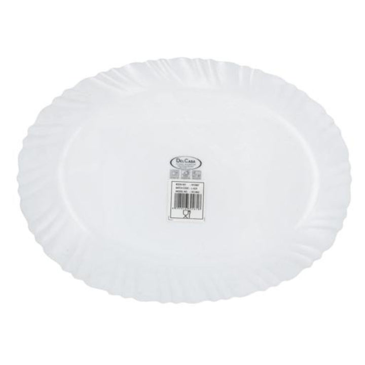 DELCASA Opalware Oval Pasta Plate with Playful Classic Decoration, Dishwasher Safe 33.02cm