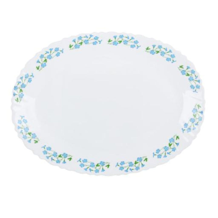 DELCASA Opalware Oval Pasta Plate with Playful Classic Decoration, Dishwasher Safe 33.02cm