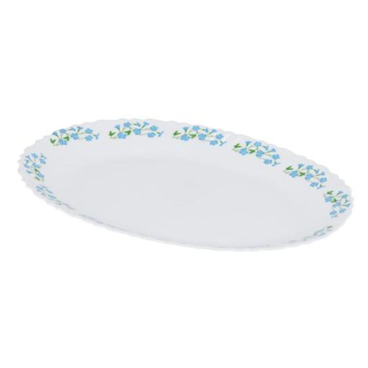 DELCASA Opalware Oval Pasta Plate with Playful Classic Decoration, Dishwasher Safe 33.02cm