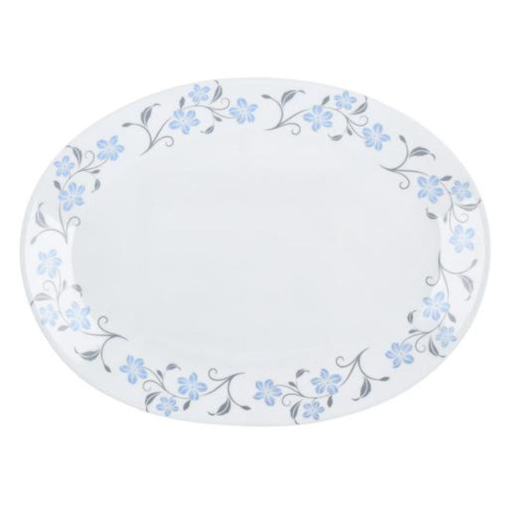 DELCASA Oval 33.02cm Ivory Opal Ware Dinner Plate with Playful Classic Design - DC1859  Safe for Dishwasher  Perfect for Soup, Pasta, Desserts, Ice Cream and More