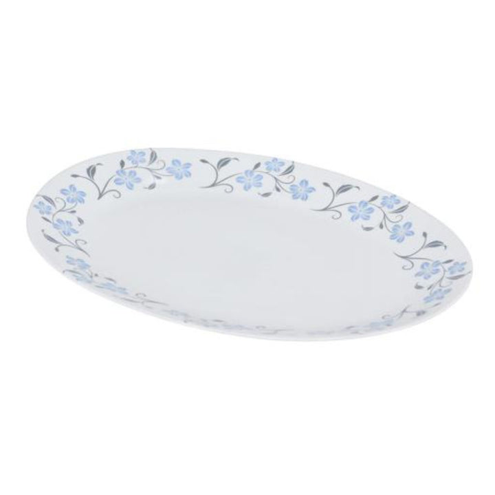 DELCASA Oval 33.02cm Ivory Opal Ware Dinner Plate with Playful Classic Design - DC1859  Safe for Dishwasher  Perfect for Soup, Pasta, Desserts, Ice Cream and More