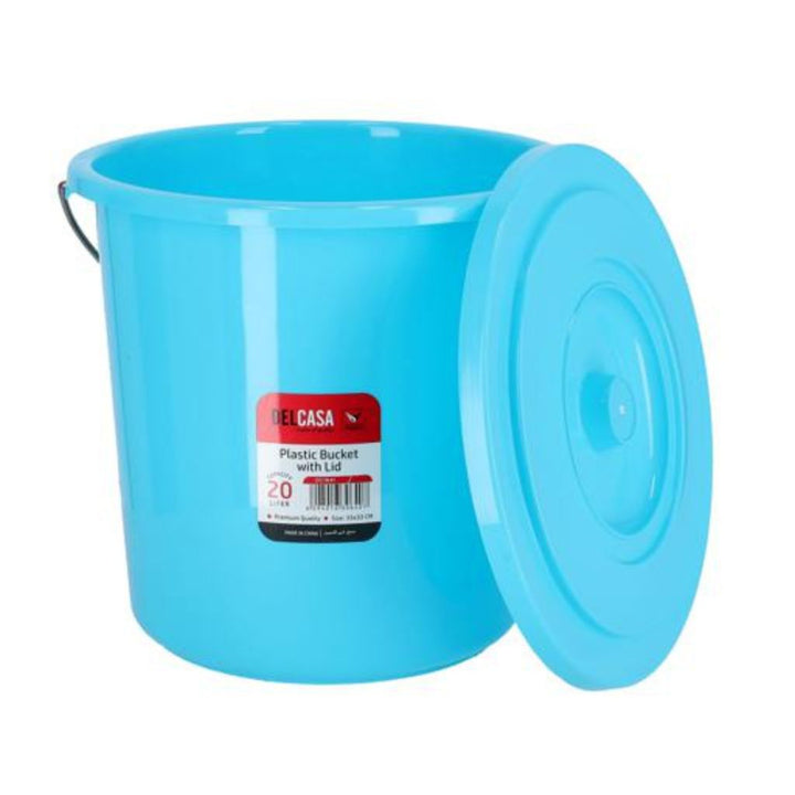 DELCASA Plastic Bucket With Lid - 20 Liter - Strong Handle