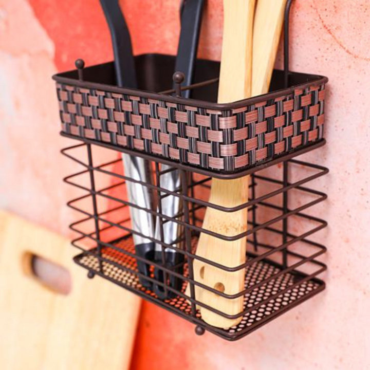 DELCASA Portable and Lightweight Square Shape Cutlery Rack for Holding Utensils and Plates, also Serves as a Drying Rack