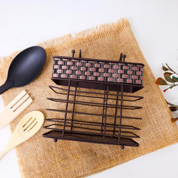 DELCASA Portable and Lightweight Square Shape Cutlery Rack for Holding Utensils and Plates, also Serves as a Drying Rack