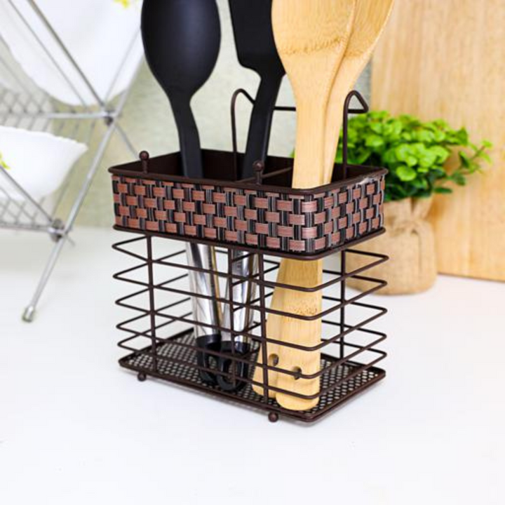 DELCASA Portable and Lightweight Square Shape Cutlery Rack for Holding Utensils and Plates, also Serves as a Drying Rack