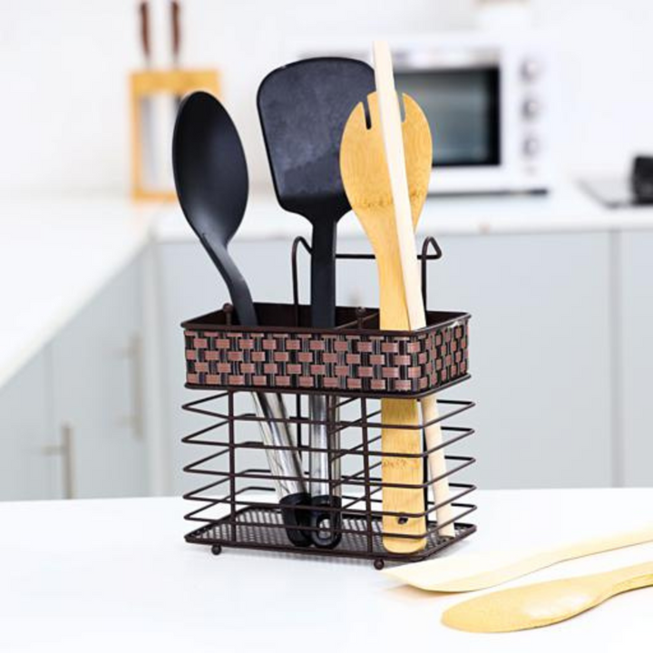 DELCASA Portable and Lightweight Square Shape Cutlery Rack for Holding Utensils and Plates, also Serves as a Drying Rack