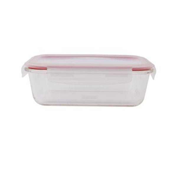DELCASA Rectangular Glass Airtight Container with a Brass Lid -1.5L