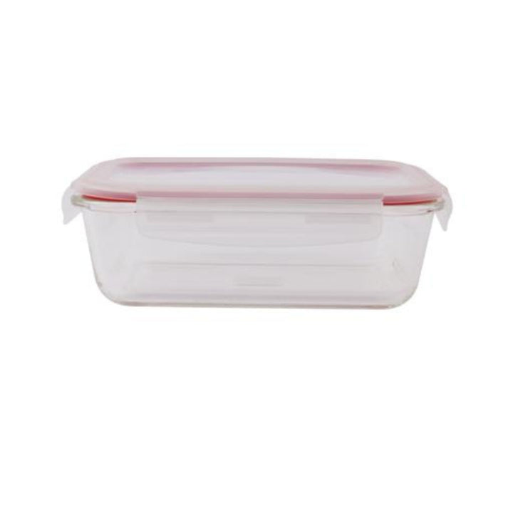 DELCASA Rectangular Glass Airtight Container with a Brass Lid -1.5L