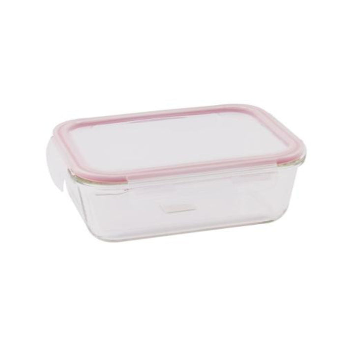 DELCASA Rectangular Glass Airtight Container with a Brass Lid -1.5L
