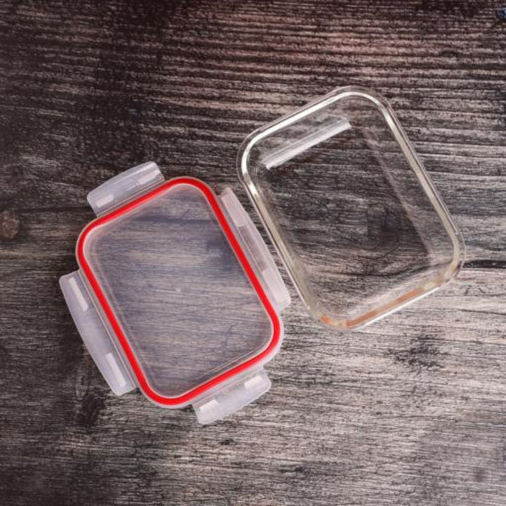 DELCASA Rectangular Glass Airtight Container with a Brass Lid -1.5L