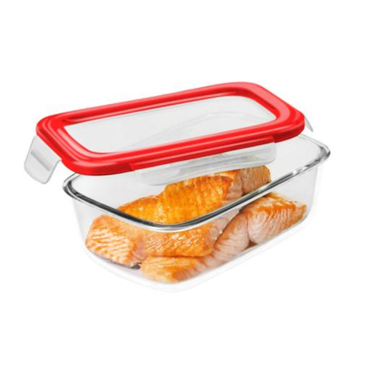 DELCASA Rectangular Glass Airtight Container with a Brass Lid -1.5L